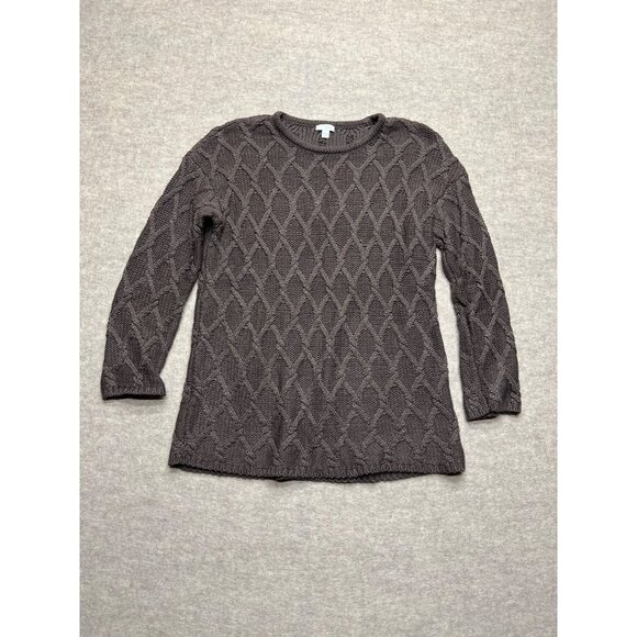 Pure J.Jill Brown Cable Knit Wool Blend Crewneck Sweater Small - Picture 1 of 8
